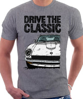 Drive The Classic Datsun 240Z/260Z. T-shirt in Heather Grey Colour