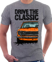 Drive The Classic Datsun 510/1600 Grille Version 1. T-shirt in Heather Grey Colour