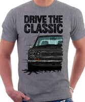 Drive The Classic Datsun 510/1600 Grille Version 1. T-shirt in Heather Grey Colour