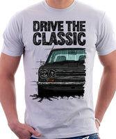 Drive The Classic Datsun 510/1600 Grille Version 1. T-shirt in White Colour