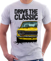 Drive The Classic Datsun 510/1600 Grille Version 2. T-shirt in White Colour