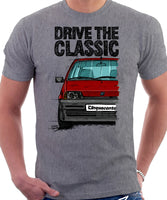 Drive The Classic Fiat Cinquecento. T-shirt in Heather Grey Colour
