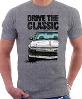 Drive The Classic Fiat X1/9 Late Model Colour Splitter. T-shirt in Heather Grey Colour