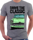 Drive The Classic Ford Anglia 105E (White Roof). T-shirt in Heather Grey Colour