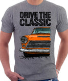 Drive The Classic Ford Cortina Mk1 Early Model. T-shirt in Heather Grey Colour