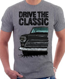 Drive The Classic Ford Cortina Mk1 Early Model. T-shirt in Heather Grey Colour