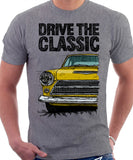 Drive The Classic Ford Cortina Mk1 Early Model. T-shirt in Heather Grey Colour