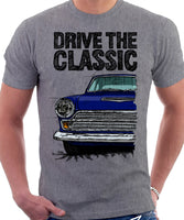 Drive The Classic Ford Cortina Mk1 Late Model. T-shirt in Heather Grey Colour