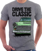Drive The Classic Ford Cortina Mk1 Late Model. T-shirt in Heather Grey Colour