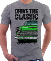 Drive The Classic Ford Cortina Mk1 Late Model. T-shirt in Heather Grey Colour