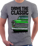 Drive The Classic Ford Cortina Mk1 Late Model. T-shirt in Heather Grey Colour