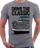 Drive The Classic Ford Cortina Mk1 Late Model. T-shirt in Heather Grey Colour