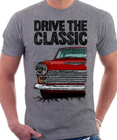 Drive The Classic Ford Cortina Mk1 Late Model. T-shirt in Heather Grey Colour