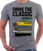 Drive The Classic Ford Cortina Mk1 Late Model. T-shirt in Heather Grey Colour