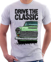 Drive The Classic Ford Cortina Mk1 Late Model. T-shirt in White Colour