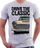 Drive The Classic Ford Cortina Mk1 Late Model. T-shirt in White Colour