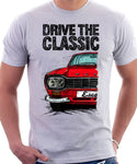 Drive The Classic Ford Escort Mk1 Sport Bumper Rectangular Headlights. T-shirt in White Colour