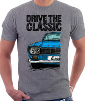 Drive The Classic Ford Escort Mk1 Rectangular Headlights. T-shirt in Heather Grey Colour