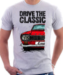 Drive The Classic Ford Escort Mk1 Rectangular Headlights. T-shirt in White Colour