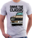 Drive The Classic Ford Escort Mk1 Rectangular Headlights. T-shirt in White Colour