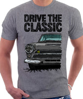 Drive The Classic Ford Lotus Cortina Mk1 Early Model. T-shirt in Heather Grey Colour