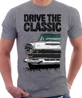 Drive The Classic Ford Lotus Cortina Mk1 Late Model. T-shirt in Heather Grey Colour