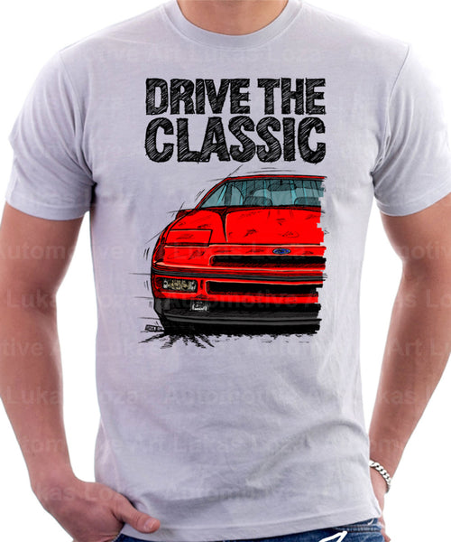 Drive The Classic Ford Probe 1.  Front Version 1. T-shirt in White Colour