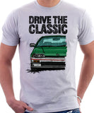 Drive The Classic Honda CRX 1st Gen Early Model. T-shirt in White Color.