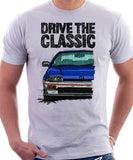 Drive The Classic Honda CRX 1st Gen Early Model. T-shirt in White Color.