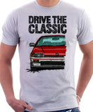 Drive The Classic Honda CRX 1st Gen Early Model. T-shirt in White Color.