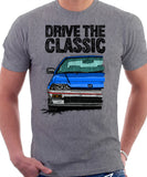 Drive The Classic Honda CRX 1st Gen Late Model. T-shirt in Heather Grey Color.