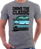 Drive The Classic Honda CRX Si 1st Gen . T-shirt in Heather Grey Color.
