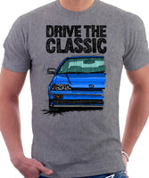 Drive The Classic Honda CRX Si 1st Gen . T-shirt in Heather Grey Color.