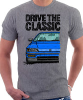 Drive The Classic Honda CRX 2nd Gen. T-shirt in Heather Grey Color.