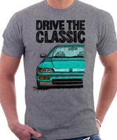 Drive The Classic Honda CRX 2nd Gen. T-shirt in Heather Grey Color.