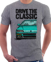 Drive The Classic Honda CRX 2nd Gen JDM. T-shirt in Heather Grey Color.