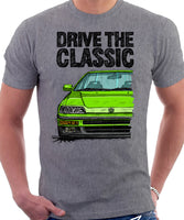 Drive The Classic Honda CRX 2nd Gen JDM. T-shirt in Heather Grey Color.