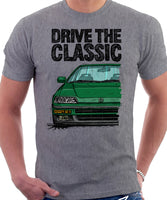 Drive The Classic Honda CRX 2nd Gen JDM. T-shirt in Heather Grey Color.