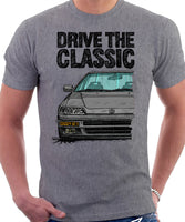 Drive The Classic Honda CRX 2nd Gen JDM. T-shirt in Heather Grey Color.