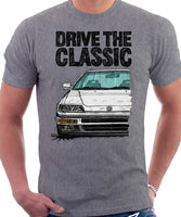 Drive The Classic Honda CRX 2nd Gen JDM. T-shirt in Heather Grey Color.