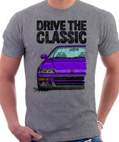 Drive The Classic Honda CRX 2nd Gen JDM. T-shirt in Heather Grey Color.