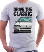 Drive The Classic Honda CRX 2nd Gen JDM . T-shirt in White Color.