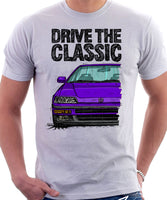 Drive The Classic Honda CRX 2nd Gen JDM . T-shirt in White Color.