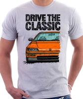 Drive The Classic Honda CRX 2nd Gen . T-shirt in White Color.