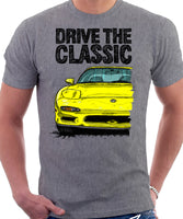 Drive The Classic Mazda RX7 FD Early Model. T-shirt in Heather Grey Color