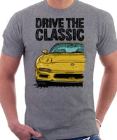 Drive The Classic Mazda RX7 FD Early Model. T-shirt in Heather Grey Color