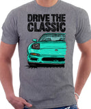 Drive The Classic Mazda RX7 FD Early Model Lights Open. T-shirt in Heather Grey Color