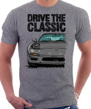 Drive The Classic Mazda RX7 FD Early Model Lights Open. T-shirt in Heather Grey Color