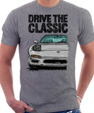 Drive The Classic Mazda RX7 FD Early Model Lights Open. T-shirt in Heather Grey Color