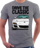 Drive The Classic Mazda RX7 FD Late Model. T-shirt in Heather Grey Color